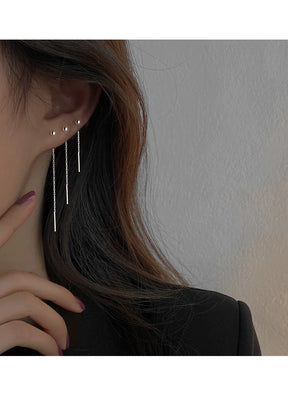 Brinco Longo Minimalista em Aço Inox