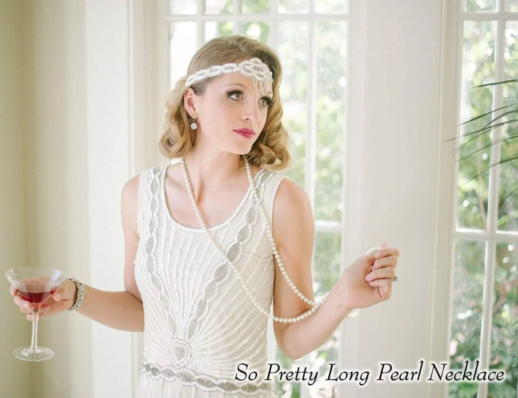 Colar longo de pérolas