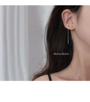 Brinco Longo Minimalista em Aço Inox