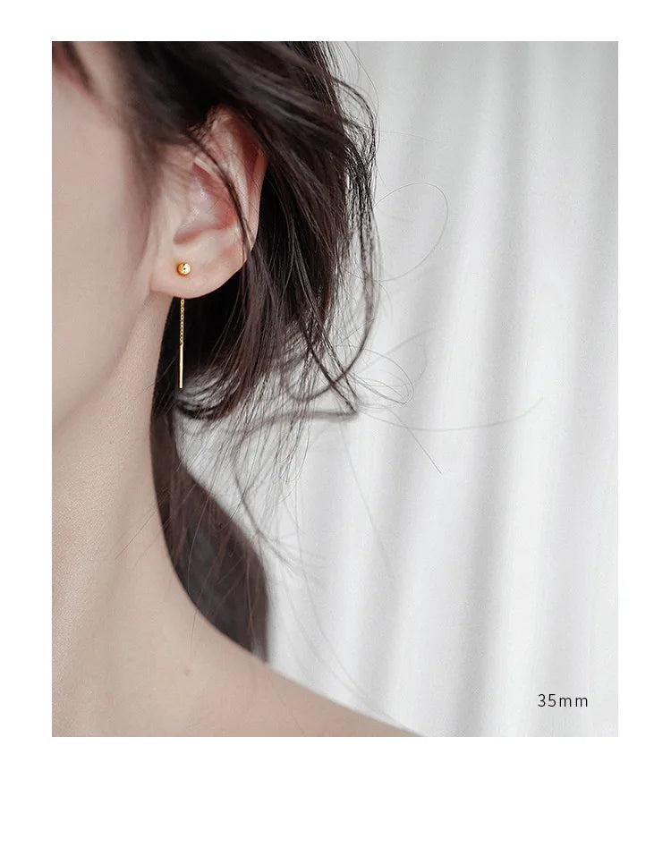 Brinco Longo Minimalista em Aço Inox