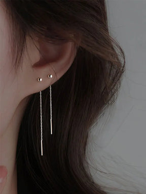 Brinco Longo Minimalista em Aço Inox