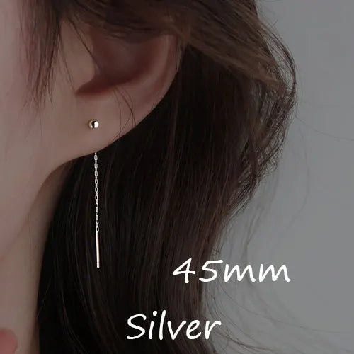 Brinco Longo Minimalista em Aço Inox