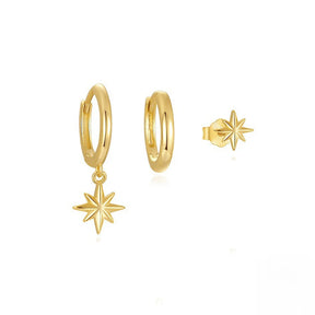 Conjunto 3 Brincos Estrela e Argola – Banho Ouro 18K