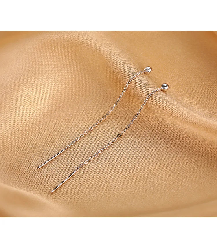 Brinco Longo Minimalista em Aço Inox