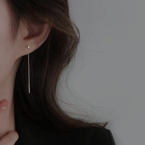 Brinco Longo Minimalista em Aço Inox