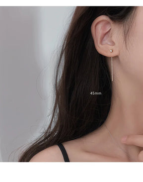 Brinco Longo Minimalista em Aço Inox