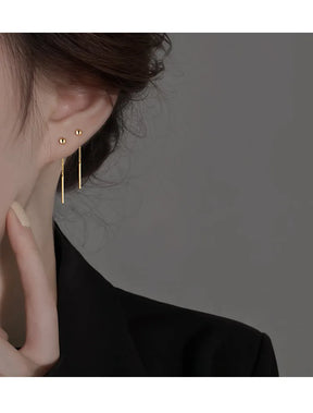 Brinco Longo Minimalista em Aço Inox
