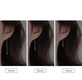 Brinco Longo Minimalista em Aço Inox