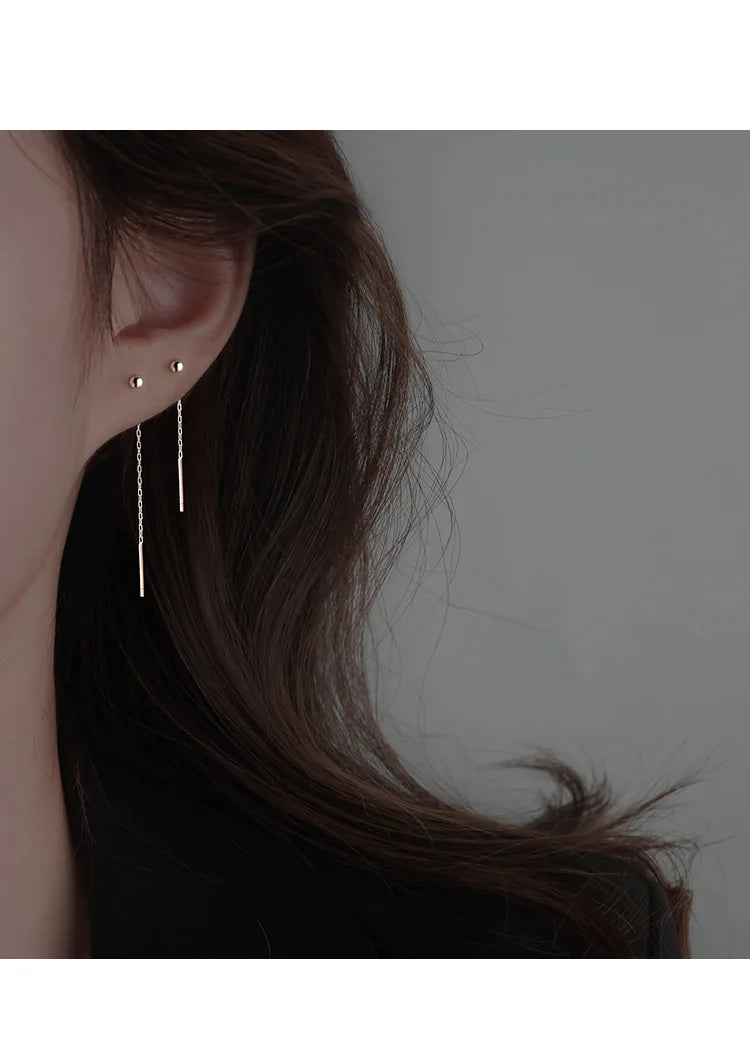 Brinco Longo Minimalista em Aço Inox