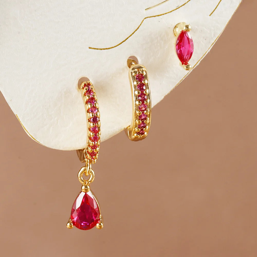 Conjunto 3 Brincos Estrela e Argola – Banho Ouro 18K