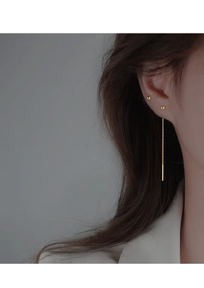 Brinco Longo Minimalista em Aço Inox